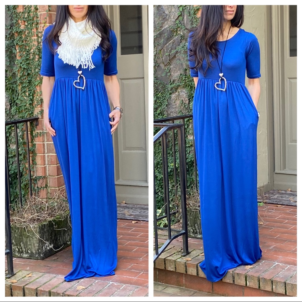 ✨LAST ONE✨Royal Blue Maxi dress with side pockets - Picture 5 of 8